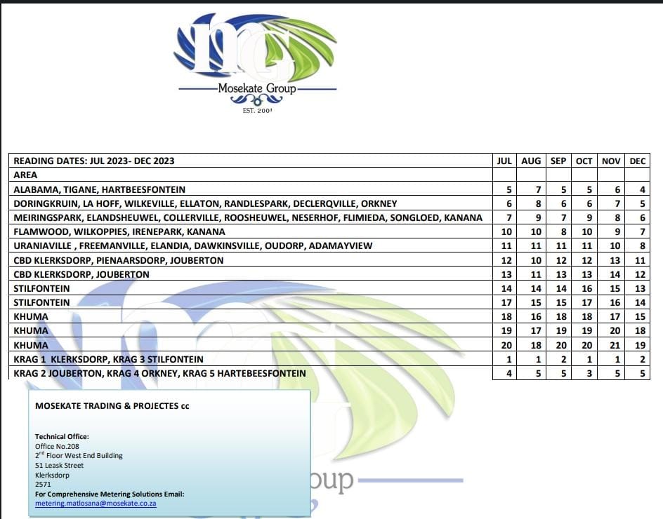 Reading Schedule July - Dec 2023